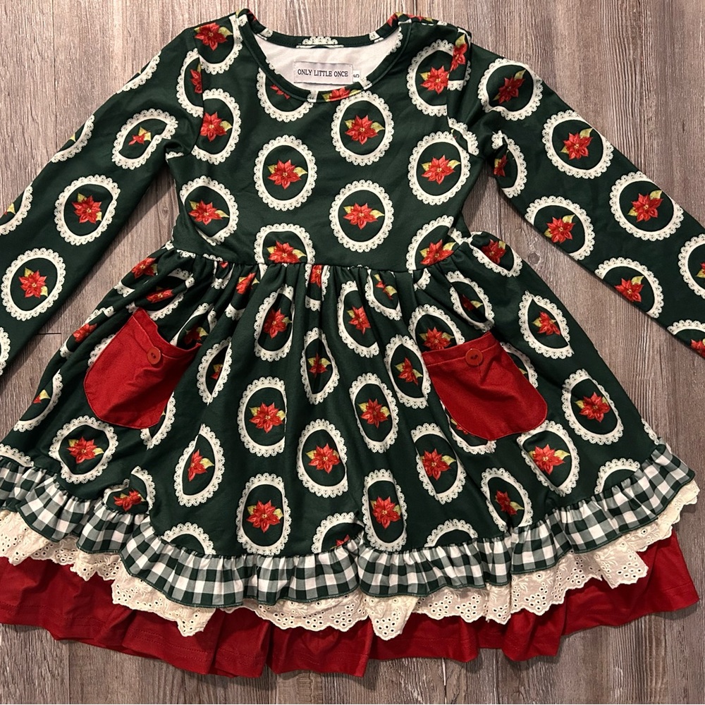 Only Little Once Poinsettia Holiday Dress for Girls
